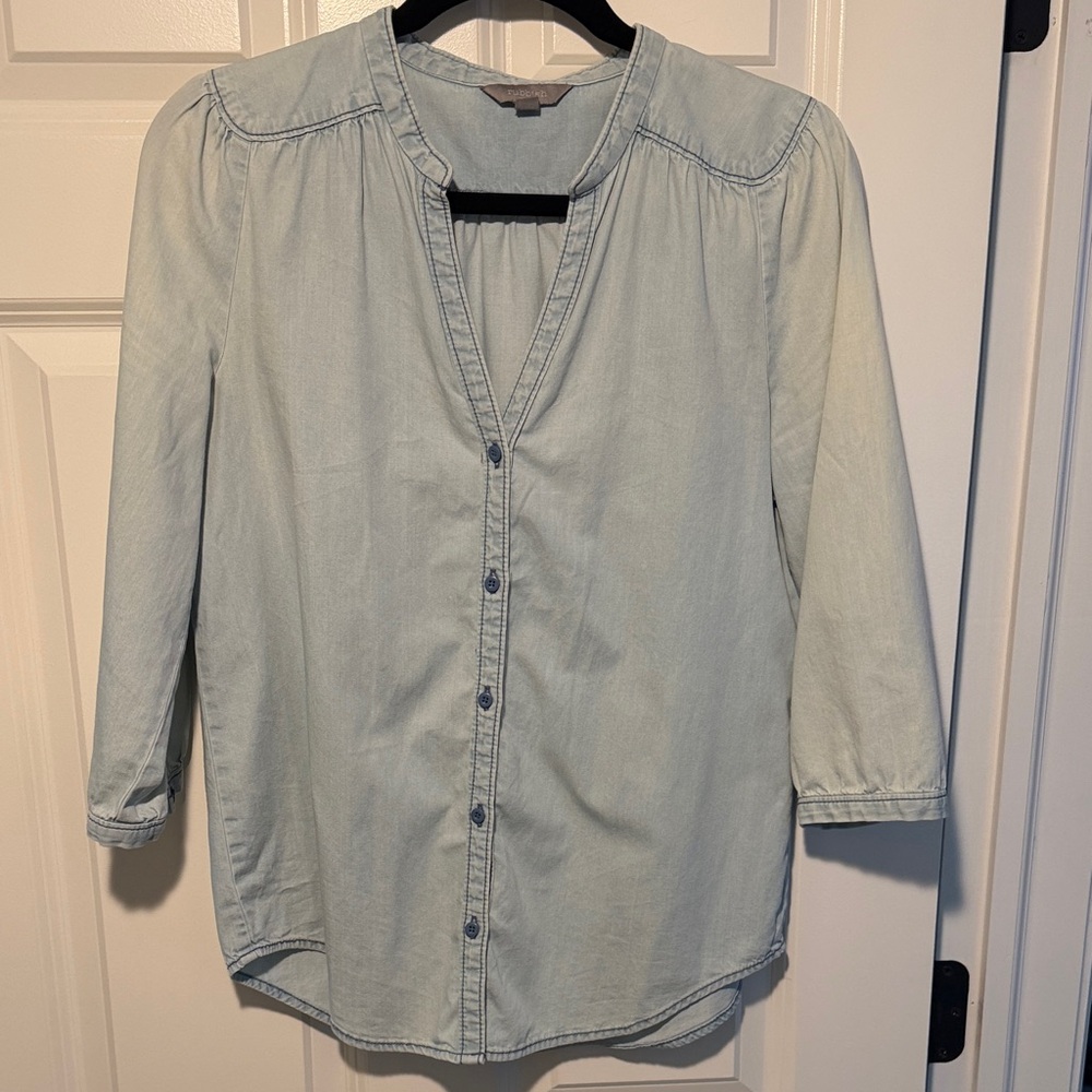 Rubbish Light Blue Denim Button-Up Blouse